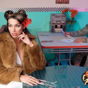 Gorgeous trans-girl Vaniity entices a military guy while inside a retro diner